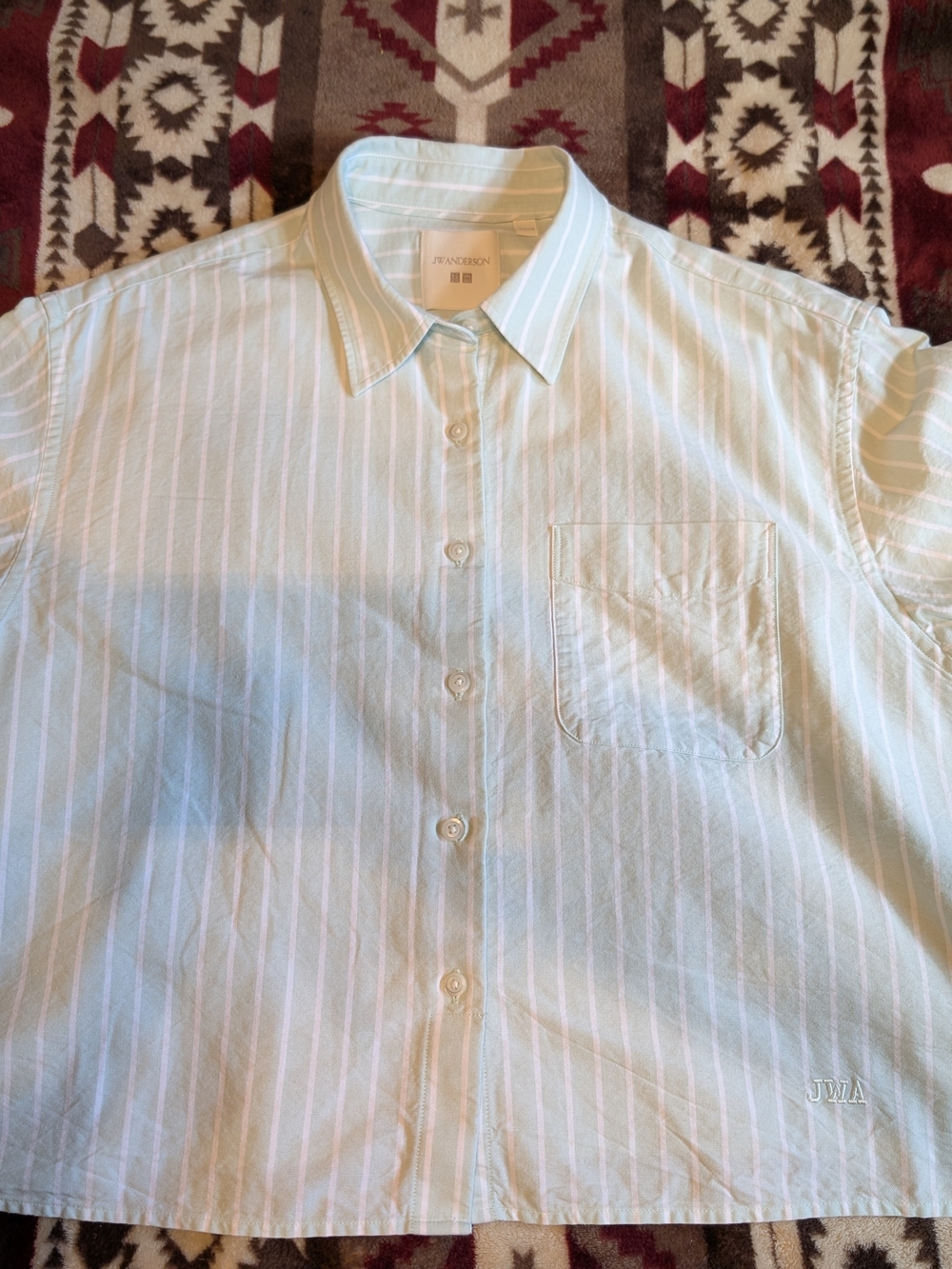 J.W. Anderson Pale Green & White Pinstripe Casual Button-Down Shirt